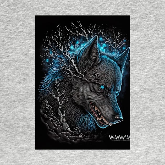 Wolf with blue spark by KoolArtDistrict